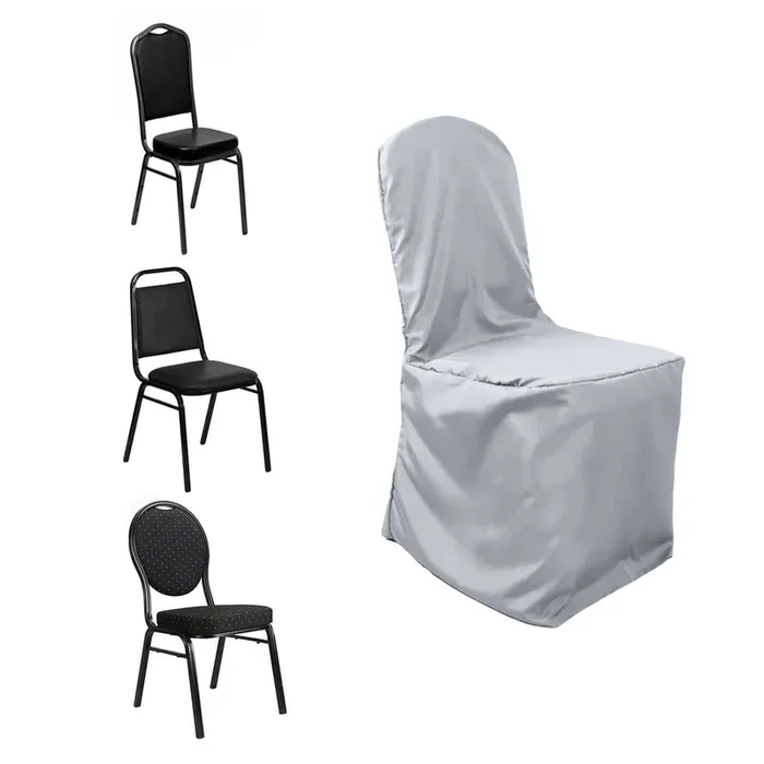 Polyester Slip On Banquet Chair Covers Silver – Stain-Resistant Reusable Durable FabricChair Covers