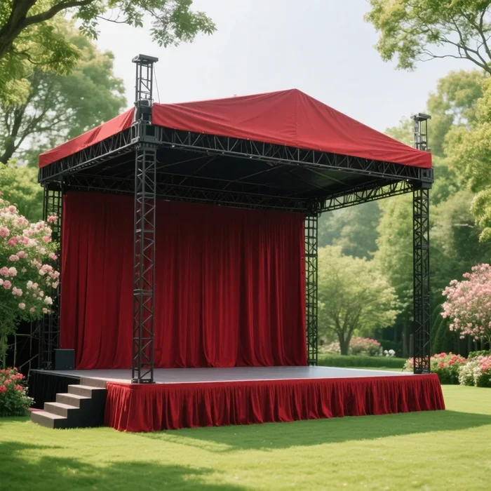 Portable Stage Skirt Burgundy Polyester Platform Skirting Cloth for Events, Performances & Wedding Staging – 16″x10ftTable Skirts