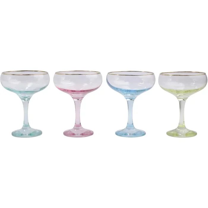 Rainbow Assorted Coupe Champagne Glasses – Set of 4Coupe Champagne Glasses