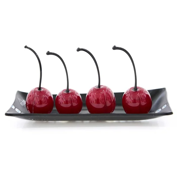 Rectangular glass tray with 4 cherriesDecorazioni e ornamenti