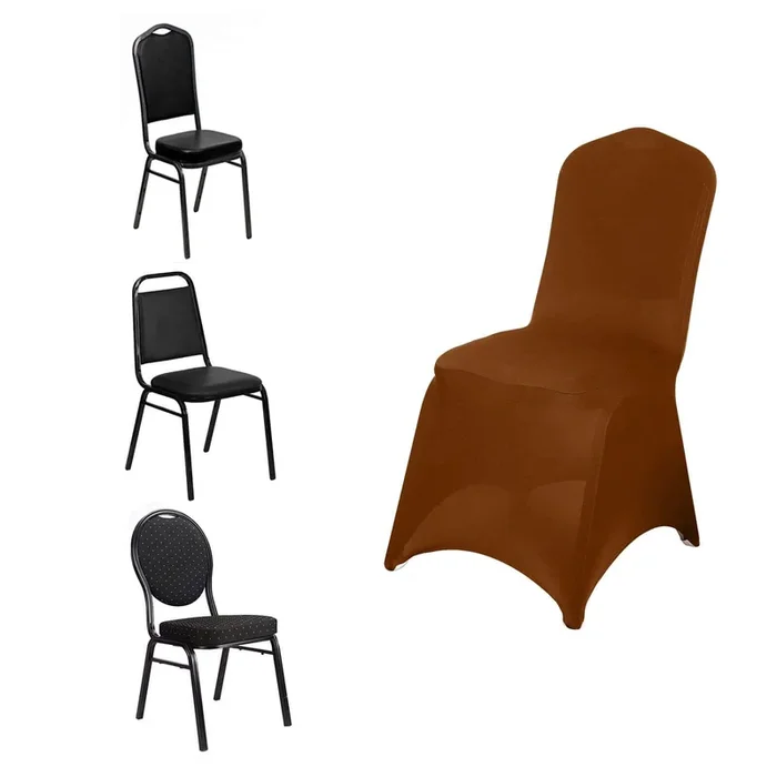 Spandex Chair Cover for Banquet Chairs Cinnamon Brown – Stretch 160GSM Fabric with Slip-On SlipcoverChair Covers
