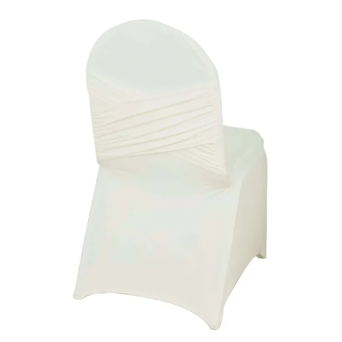 Spandex Chair Cover Madrid Style for Banquet Chairs Ivory – Stylish Stretch 180GSM Fitted SlipcoverChair Covers