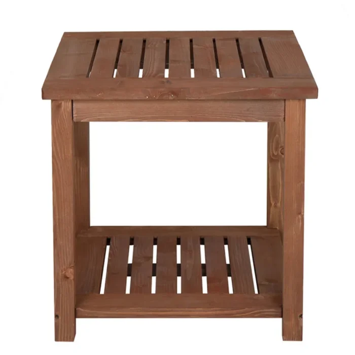 Square Wood Side Table in Carbonized Finish for Living Room and Patio
