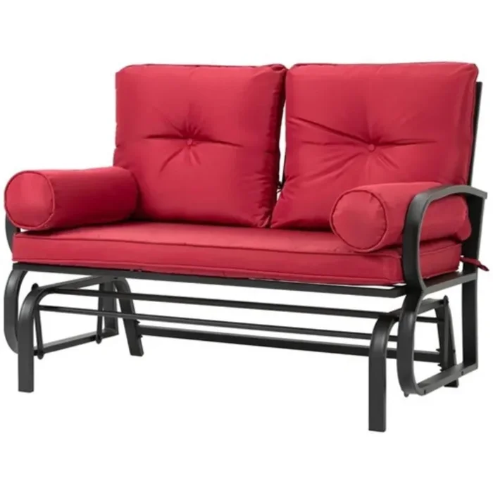 Steel Outdoor Garden Patio Rocking Glider Chair Loveseat with Cushions