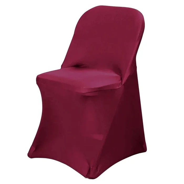 Stretch Spandex Chair Cover Burgundy for Folding Chairs – Reusable & Wrinkle-Resistant 160GSM Fitted SlipcoverChair Covers