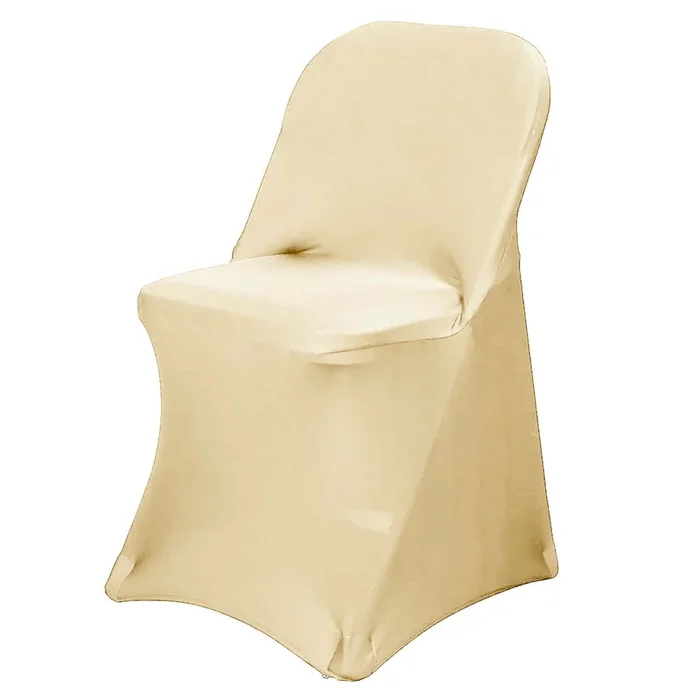 Stretch Spandex Chair Cover Champagne for Folding Chairs – Reusable & Wrinkle-Resistant 160GSM Fitted SlipcoverChair Covers