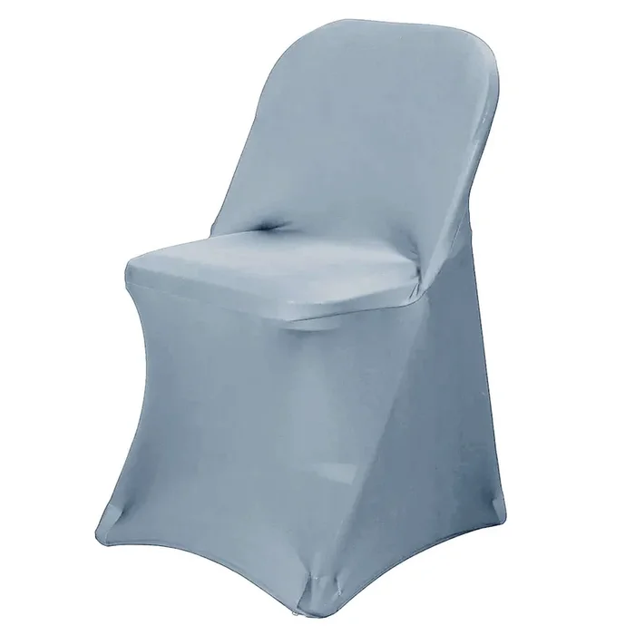 Stretch Spandex Chair Cover Dusty Blue for Folding Chairs – Reusable & Wrinkle-Resistant 160GSM Fitted SlipcoverChair Covers