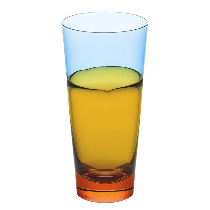 Sugahara Duo Blue-Amber large two-tone fused glass highball/tumblerbar glass