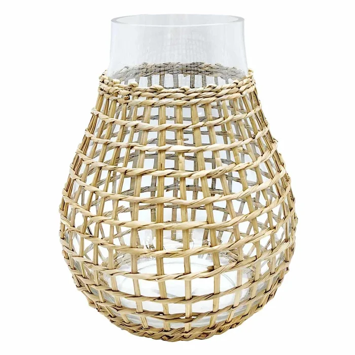 Ty Pennington Woven Grass Wrapped Glass Vase, 10″