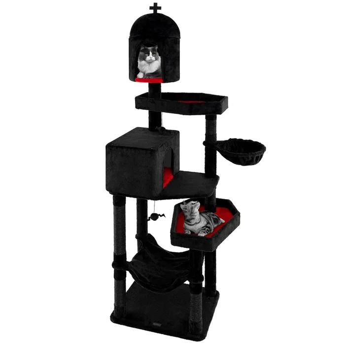Unique Gothic Cat Furniture with Coffin Cat Bed and Enclosed Condos