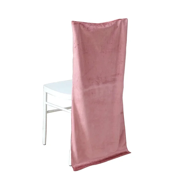 Velvet Chair Back Slipcover for Chiavari Chairs Dusty Rose – Soft and Smooth Solid Chair Back Cover CapChair Covers