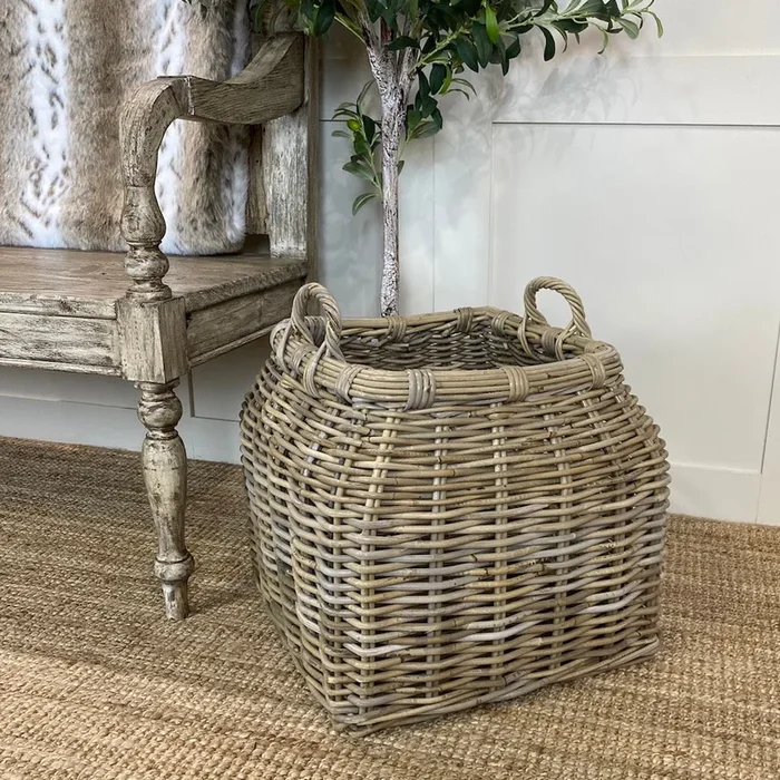 Wicker Basket Square Base for Logs and StorageBaskets
