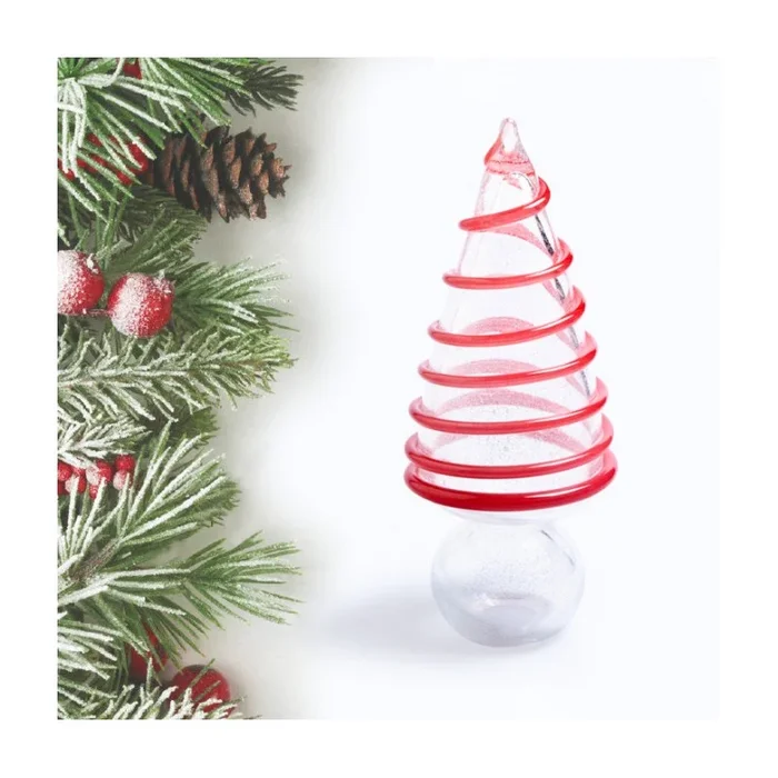 XMASTREESilverAndRedDetailsGlassSculpture
