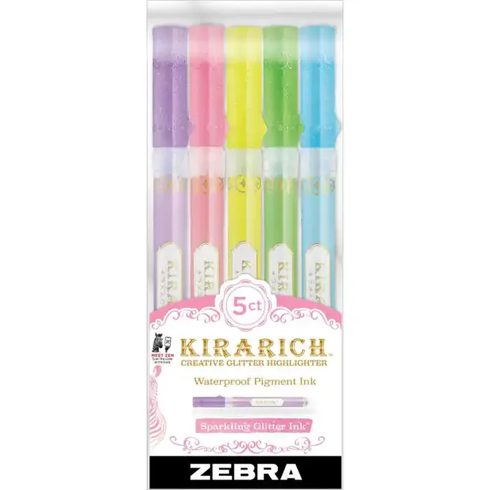 Zebra Kirarich Glitter Highlighter Assorted 5Pk