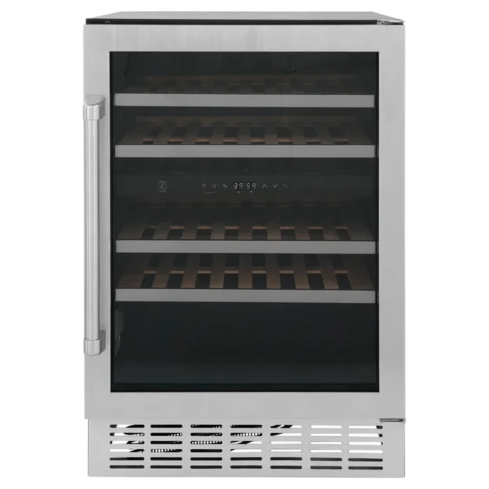 ZLINE 24″ Dual Zone 44-Bottle Wine Cooler in Stainless Steel – Monument Series, RWV-UD-24